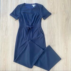 NWOT London Times Navy Short Sleeve Crepe Jumpsuit Sz 6